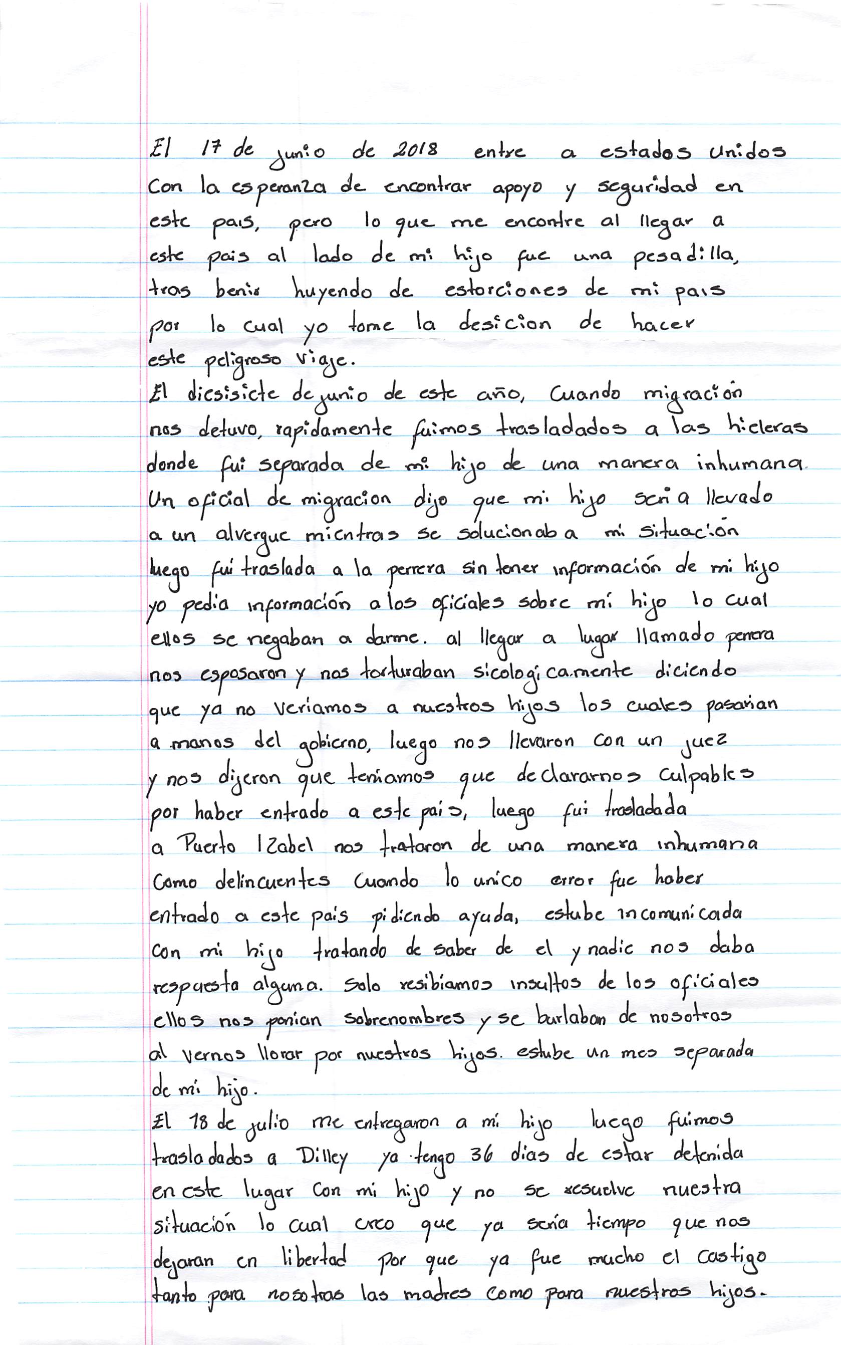 Marcela's Handwritten Letter